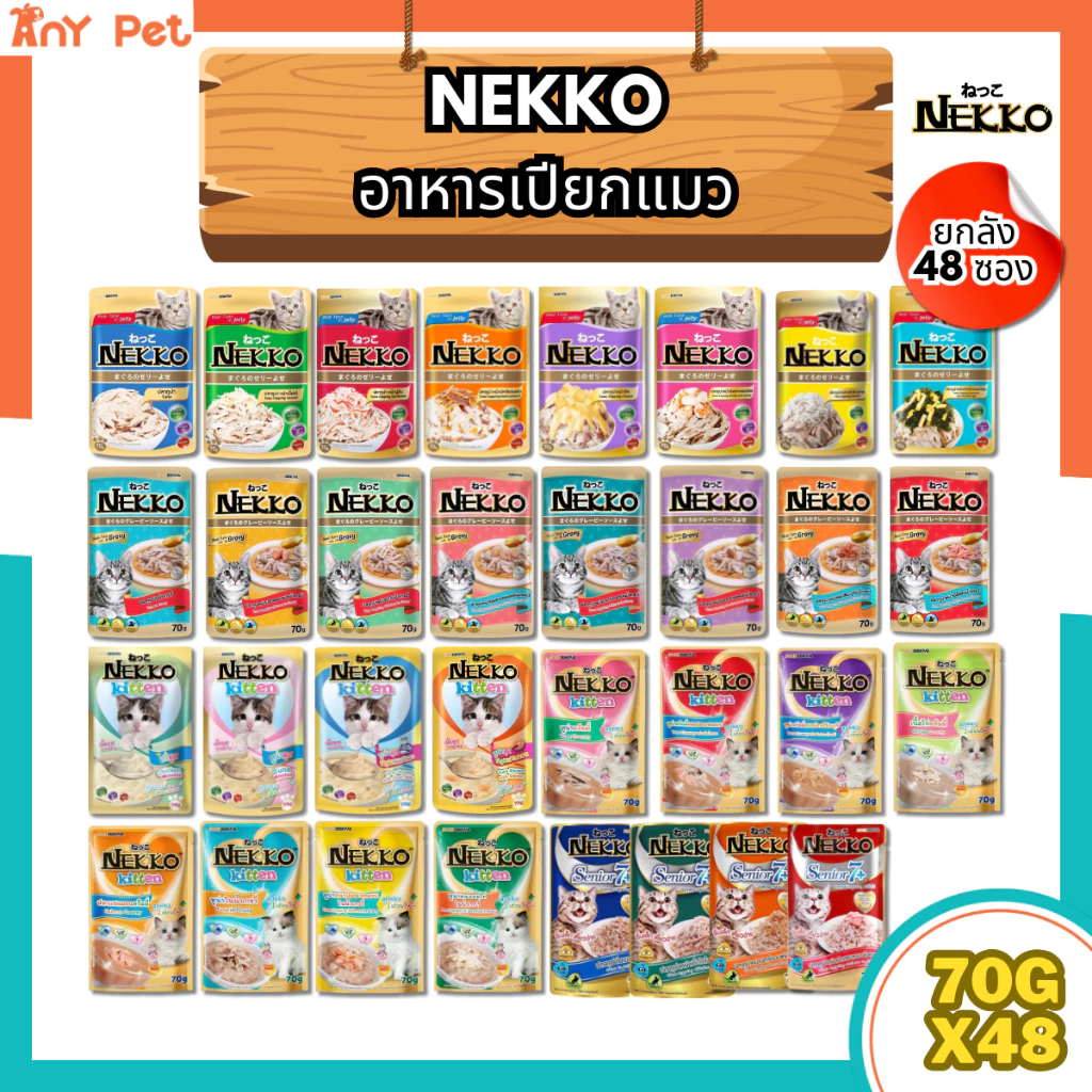 [ยกลัง48ซอง] Nekko อาหารเปียกแมวเน็กโกะ ส่งทุกวัน ส่งไว(คละรสชาติได้)