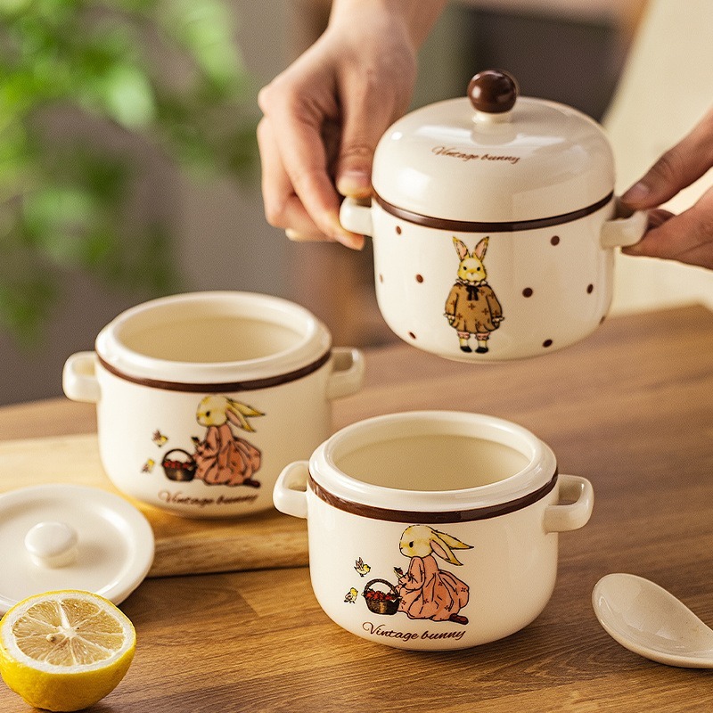 Hera Rabbit Meat Home หม้อตุ๋นเซรามิคพร้อมฝาปิด หม้อนึ่งกันน้ำ หม้อซุป หม้อนึ่งรังนก หม้อนึ่งไข่ ถ้ว