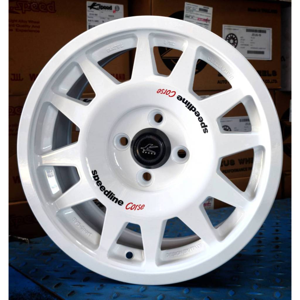 ล้อแม็กใหม่ Kspeed SpeedLine Cross 4รู100 ET35 สีขาว 7.5-15นิ้ว(ราคา 4วง)