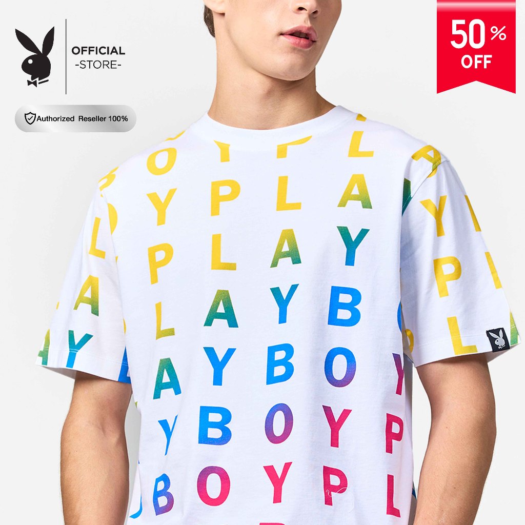 PLAYBOY เสื้อยืดคอกลม รุ่น P1MT259TB006WH