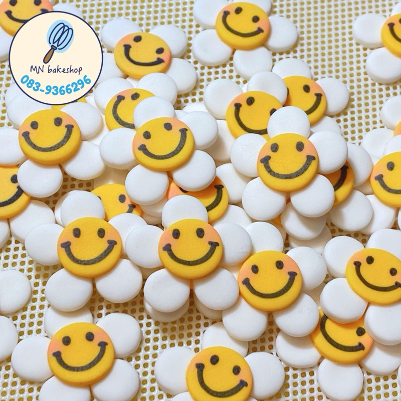 แจ้งสีทางแชทนะคะ🌼น้ำตาลฟองดอง หน้ายิ้มดอกไม้ 10ชิ้น🌸 สำหรับตกแต่งหน้าเค้ก ขนม น้ำปั่น เพิ่มความน่ารัก น่าทาน🧁