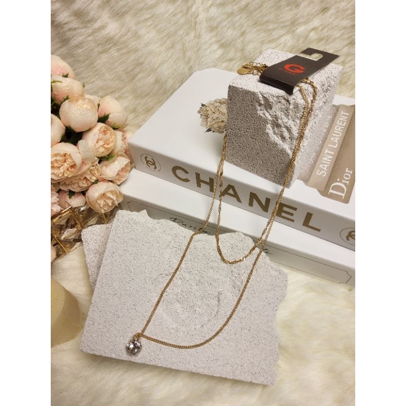 สร้อยคอแบรนด์Guessสีทอง2เส้นแยกได้ความยาวรอบคอ 40และ60cmปรับขยายได้อีก 2cm