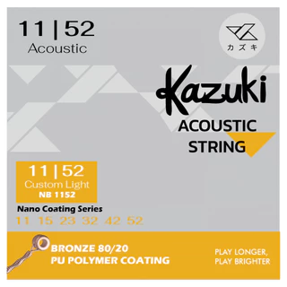 สายกีตาร์โปร่ง kazuki สายเคลือบNano Coating กันสึกกร่อน คุณภาพดี (1ชุดครบ6สาย) ฟรีปิ๊ก2ตัว ส่งไว!!