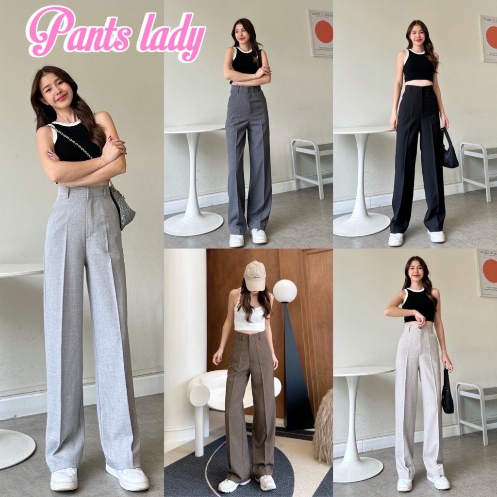 PT01 กางเกงขายาว กางเกงทรงกระบอก กลาง ใส่แล้วสูงเพียว เข้ารูปสวย Pants lady