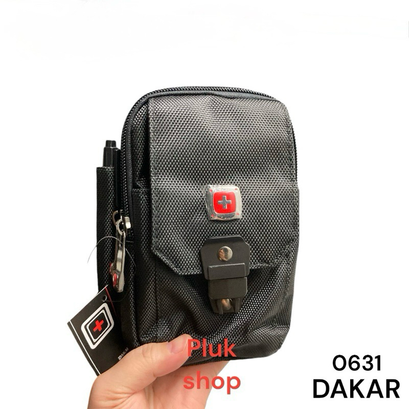 กระเป๋าร้อยเข็มขัด/ติดเอว DAKAR รหัส 0631 ผ้าไนลอน ขนาด 17x10x4 cm สีดำ ใส่โทรศัพท์3เครื่อง