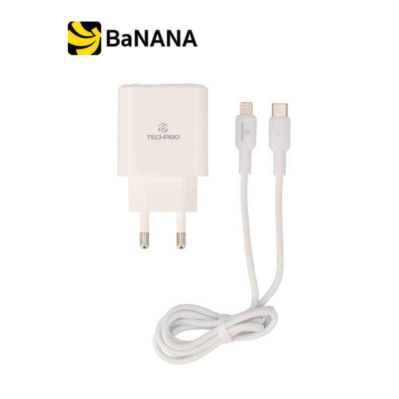 อะแดปเตอร์ TECHPRO Wall Charger 1 USB-C 20W พร้อมสายชาร์จ USB-C to Lightning 1 เมตร by Banana IT