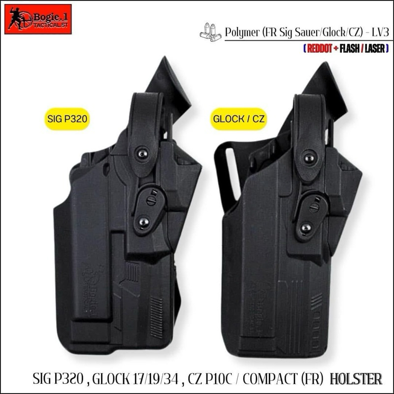 ซองปืนโพลิเมอร์ SIG P 320 (FR) / GLOCK 19 17 CzP10C ใช้ใส่ปืนติดดอท ติดไฟฉาย ได้หลากหลายรุ่น