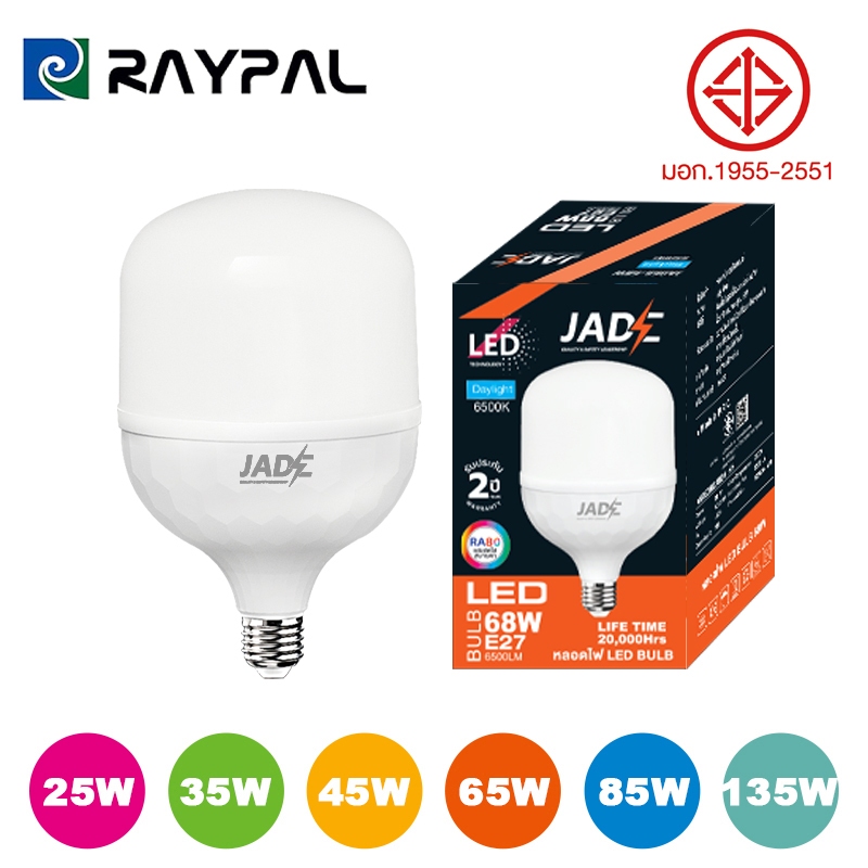 RAYPAL หลอดไฟ LED รับประกัน 2ปี SlimBulb light ขั้ว E27 หลอดไฟ E27 25/35/45/65/85w สว่างนวลตา มีแสงขาว และ แสง
