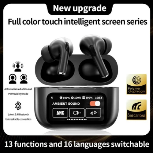 ใหม่ A9 Pro anc หูฟังไร้สายบลูทูธหน้าจอสัมผัสอัจฉริยะ 5.4 พร้อมไมโครโฟน IPX5 ลดเสียงรบกวน TWS และความเที่ยงตรงสูงหูฟังบล