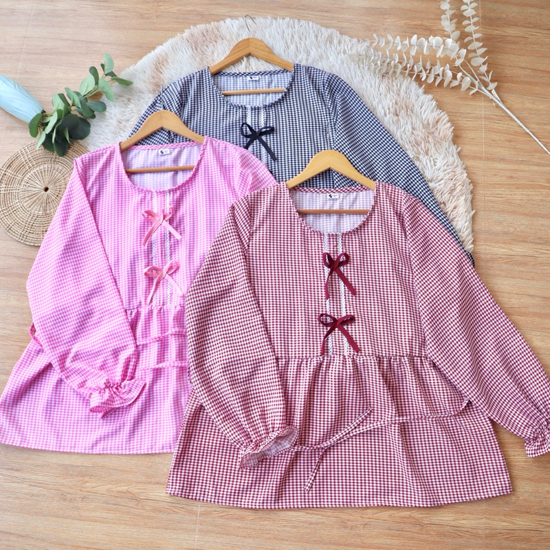 A329 เสื้อคอกลม แต่งโบว์ /อก 46