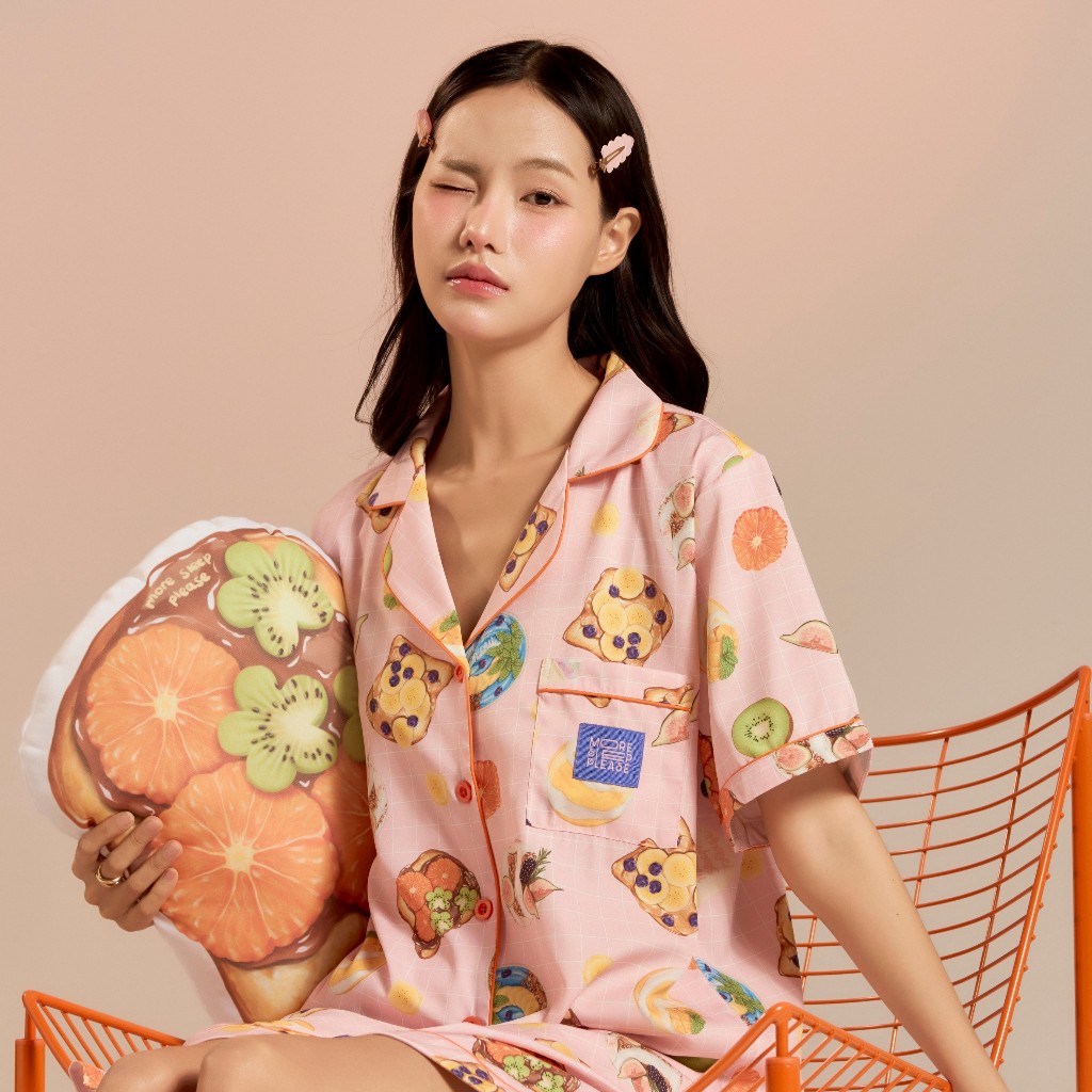 ชุดนอน More Sleep Please - Morning Bowl Pajamas ชุดนอน ไหมอิตาลี ขาสั้น แขนสั้น