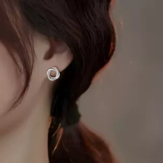 ESCOBAL ต่างหูเงินแท้ Zircon hoops ต่างหูเงิน ตุ้มหูเพชร ต่างหูมินิมอล ต่างหูแฟชั่น วาเลนไทน์