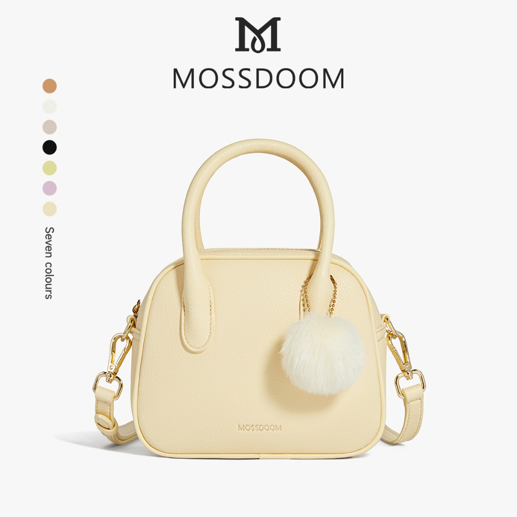 MOSSDOOM กระเป๋าถือใบเล็กที่เรียบง่ายและมีสไตล์พร้อมลูกบอลขนสัตว์
