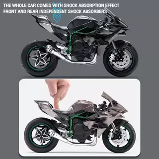 HOBA โมเดลรถจักรยานยนต์ Kawasaki กันกระแทก ของเล่นสําหรับเด็ก H2R รถจักรยานยนต์โมเดลรถจักรยานยนต์ 1:10