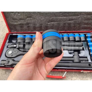 Euro ชุดบล็อกลมดำ ชุดบล็อก ดำ 24 ชิ้น แบบ 12 เหลี่ยม Euro King tool 4 หุน แท้100% (กล่องน้ำเงิน)