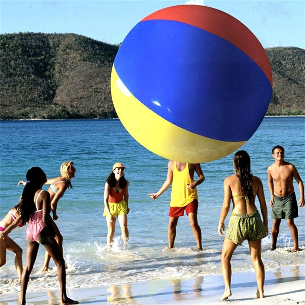 130 ซม. / 150 ซม. / 200 ซม. ยักษ์พองบอลชายหาดขนาดใหญ่สามสีหนา Pvc วอลเลย์บอลน้ำกิจกรรมของโรงเรียนกิจกรรมองค์กร