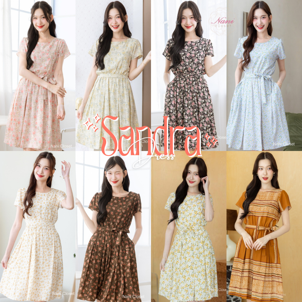 Sandra Dress เดรสคอกลม ทรงสวย ผ้าเนื้อนิ่มใส่สบาย เที่ยวคาเฟ่ มีซับในทั้งชุดและมีกระเป๋า