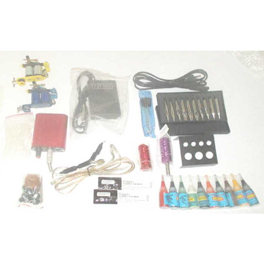 Complete Coils Tattoo Machine Kit Power Supply Inks Tattoo Needles Accessories   (NEW)
