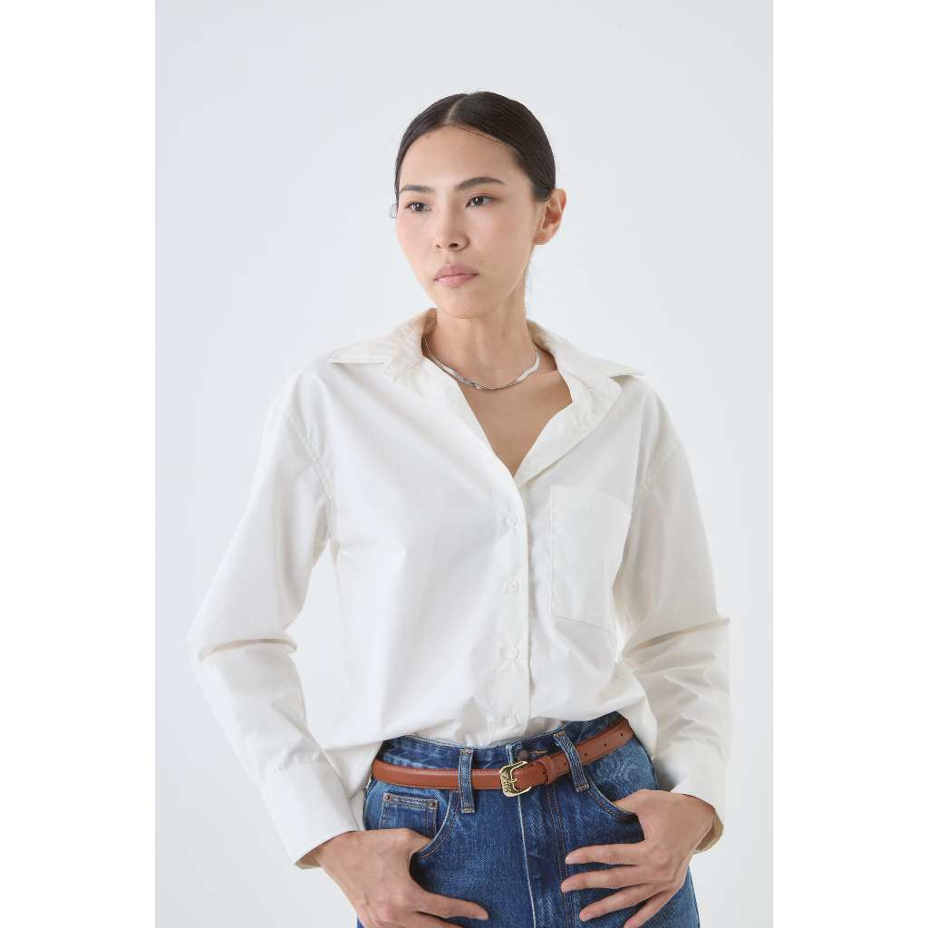 Haffenden Kane: Essential Relaxed Shirt in Offwhite เสื้อเชิ้ตผู้หญิง ทรง relaxed