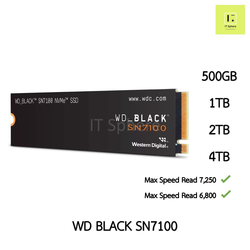 [GEN4] SSD M.2 WD BLACK SN7100 1TB NVMe GEN 4 เอสเอสดี SN 7100 SN770 SN850 SN850x WDS200T4X0E WDS100