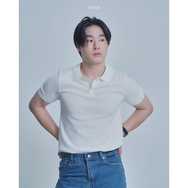 VISCOSE BLEND KNIT POLO SHIRT เสื้อโปโลแขนสั้น