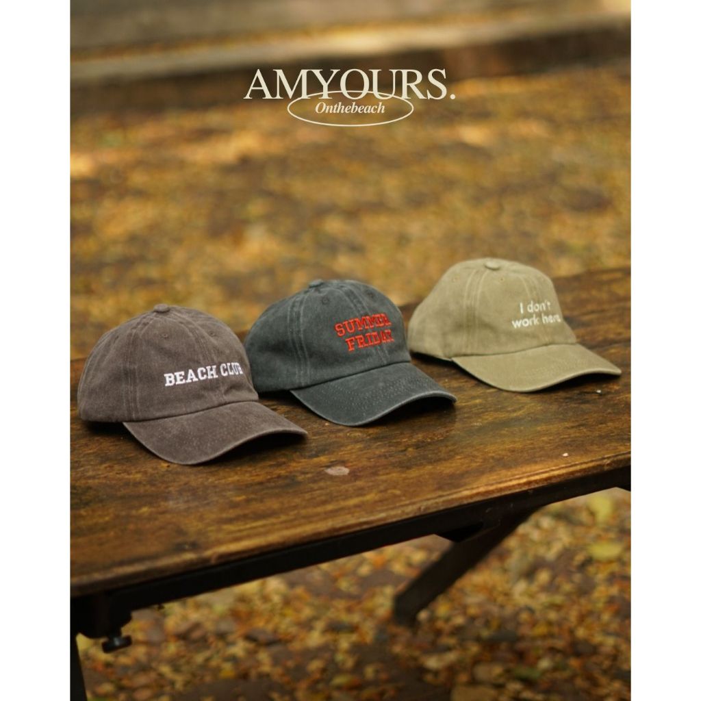 Amyours.onthebeach หมวกเบสบอลปัก ผ้าcottonนิ่ม สี Fade Vintage