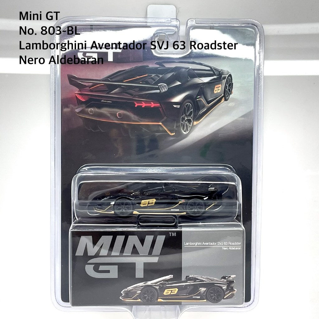Mini GT No. 803-BL  Lamborghini Aventador SVJ 63 Roadster Nero Aldebaran / blister package
