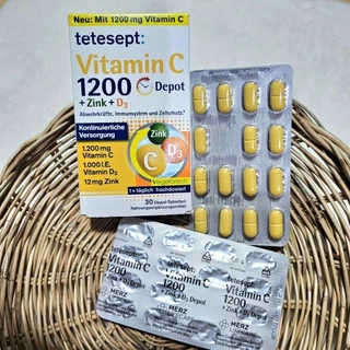 Tetesept วิตามินชนิดดูดซึมต่อเนื่อง วิตามินซี 1200 + ซิงค์ + D3 บรรจุ 30 เม็ด