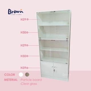 ตู้โชว์กระจก ตู้โชว์ ตู้กระจก กว้าง80x35x180ซม.🌈มี2สี[สินค้ามีพร้อมส่ง] *ส่งต่างจังหวัดได้ Brownfurniture