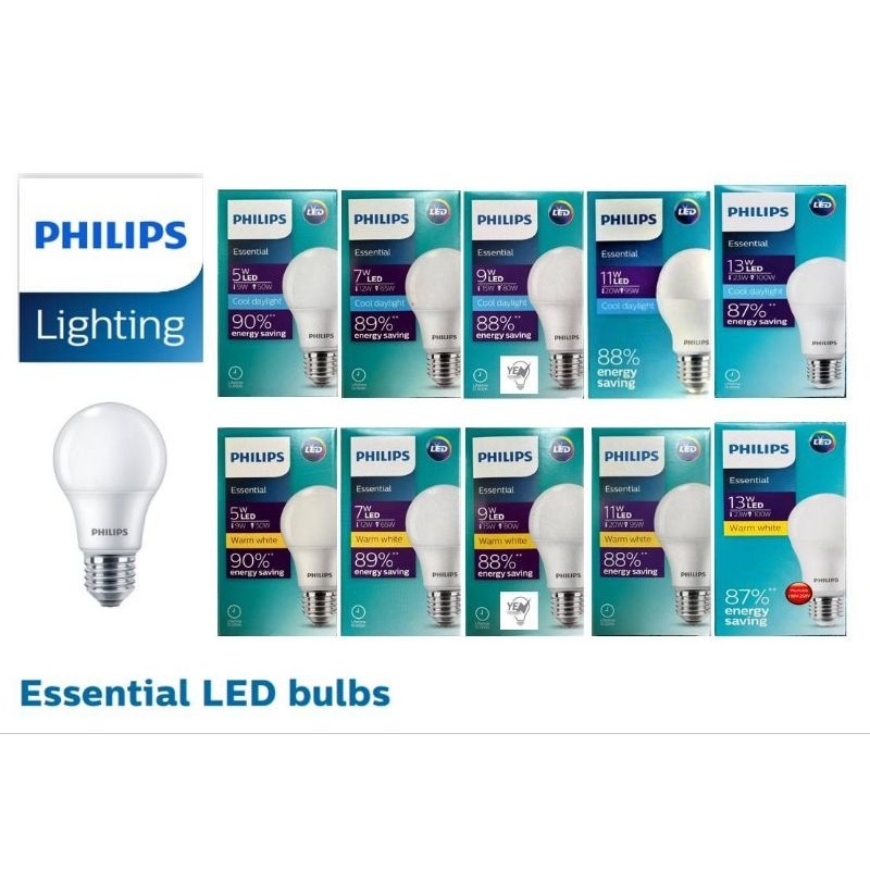 Philips หลอดไฟ LED Philips Bulb LED 5w 7w 9w 11w 13wขั้วE27 ประหยัดไฟ ทนทาน