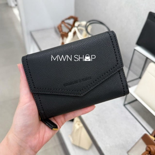 Charles&keith มีโค้ดลด30% Stitch Trim Envelope Wallet กระเป๋าสตางค์ใบสั้น ของแท้จากชอป