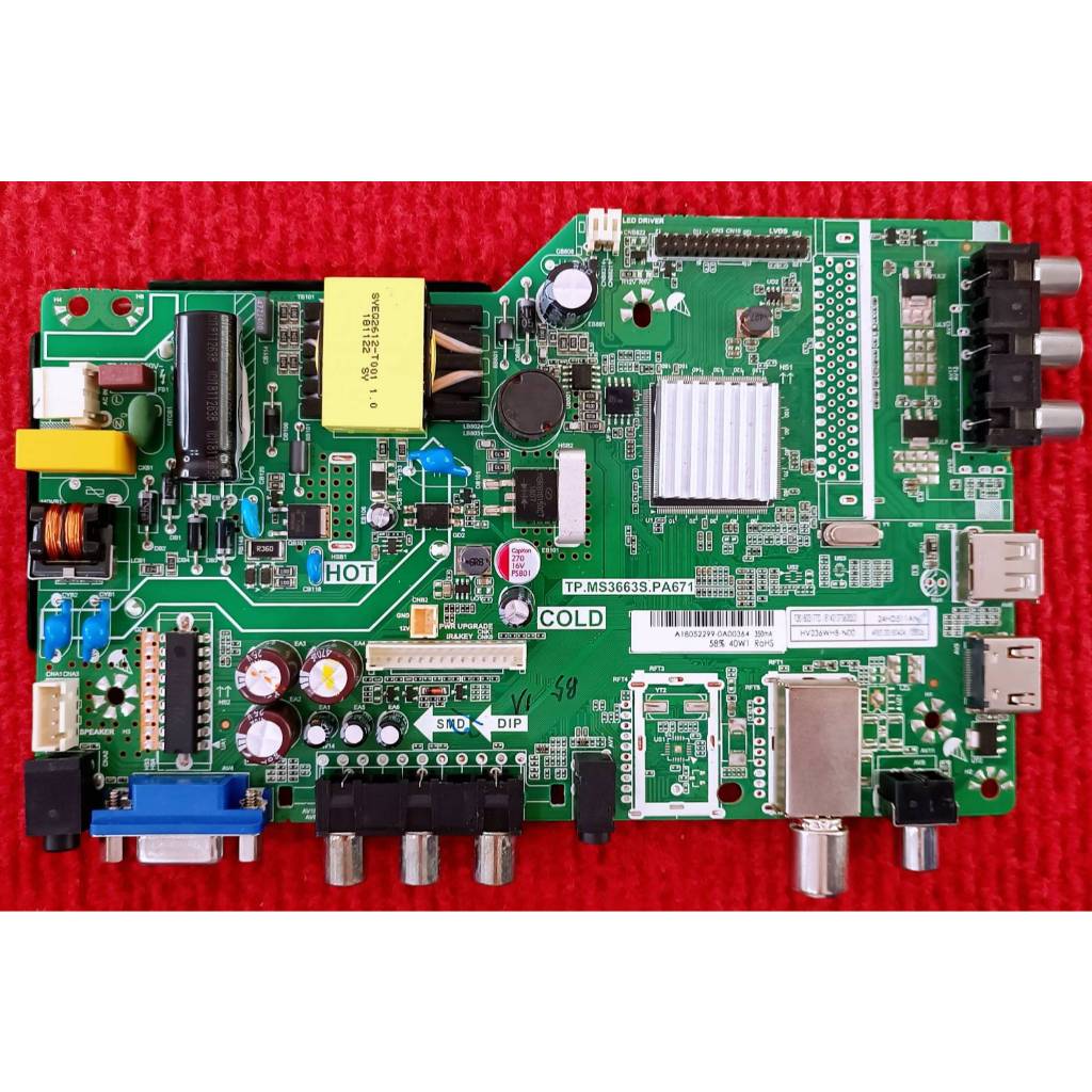 เมนบอร์ดทีวี Aconatic รุ่น 24HD511AN พาสบอร์ด TP.MS3663S.PA671