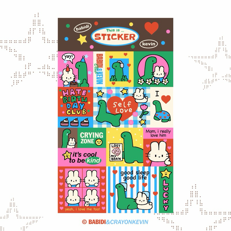 (Sticker) Babidi & Kevin สติกเกอร์ไดโนเสาร์และกระต่าย (รุ่นพิมพ์ใหม่ ไม่มีโฮโลแกรม)