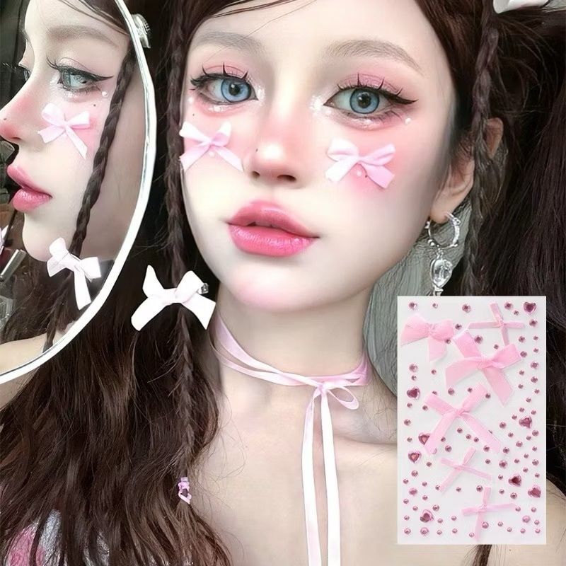 สติกเกอร์3Dติดหน้า ติดตัว ติดผม 🇹🇭ส่งจากไทย เพชรติดหน้า โบว์ติดหน้า สติกเกอร์เพชร - รูปที่ 4