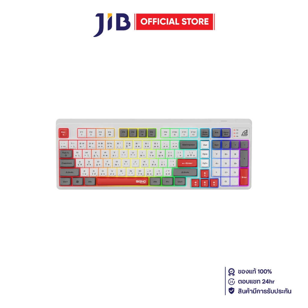 KEYBOARD (คีย์บอร์ด) SIGNO KB-725W EXODIA (WHITE) (RUBBER DOME SWITCH RGB EN/TH)