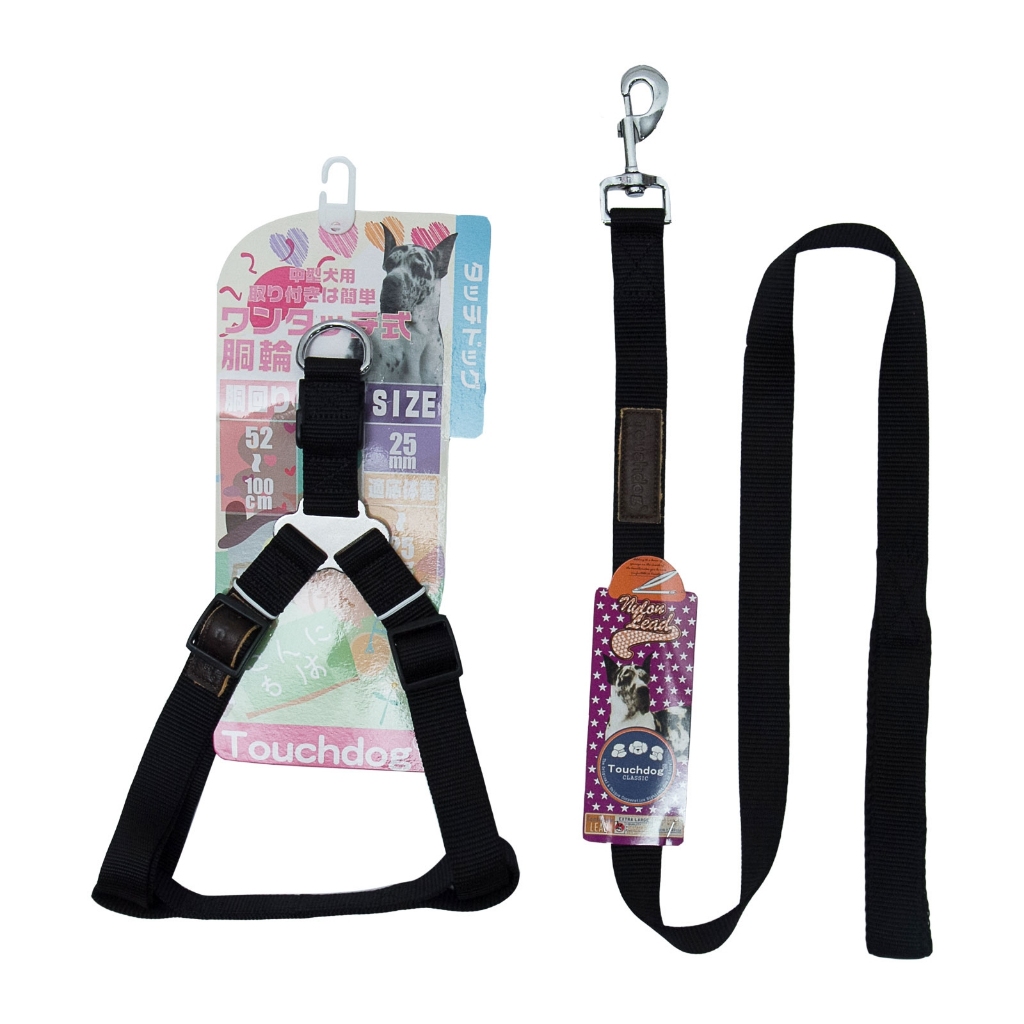 Touchdog รัดอก+สายจูง ขนาด XL น้ำหนักตัวไม่เกิน 30 กิโลกรัม ปรับขนาดได้ตั้งแต่ 52- 100 cm กว้าง 25 mm