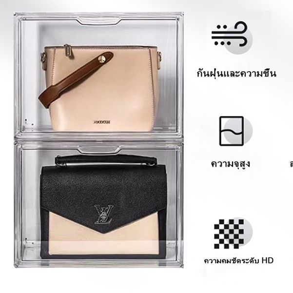 กล่องใสเก็บของ กล่องเก็บของที่เก็บกระเป๋า ตู้พลาสติกกล่องเก็บของโปร่งใส แสดงผลกันฝุ่นตู้เก็บของ