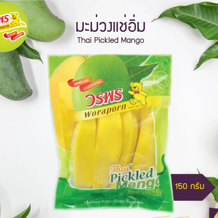 วรพร มะม่วงแช่อิ่ม 150 กรัม (มะม่วงดอง มะม่วง มะม่วงแช่อิ่ม มะม่วงดองน้ำตาลทราย)