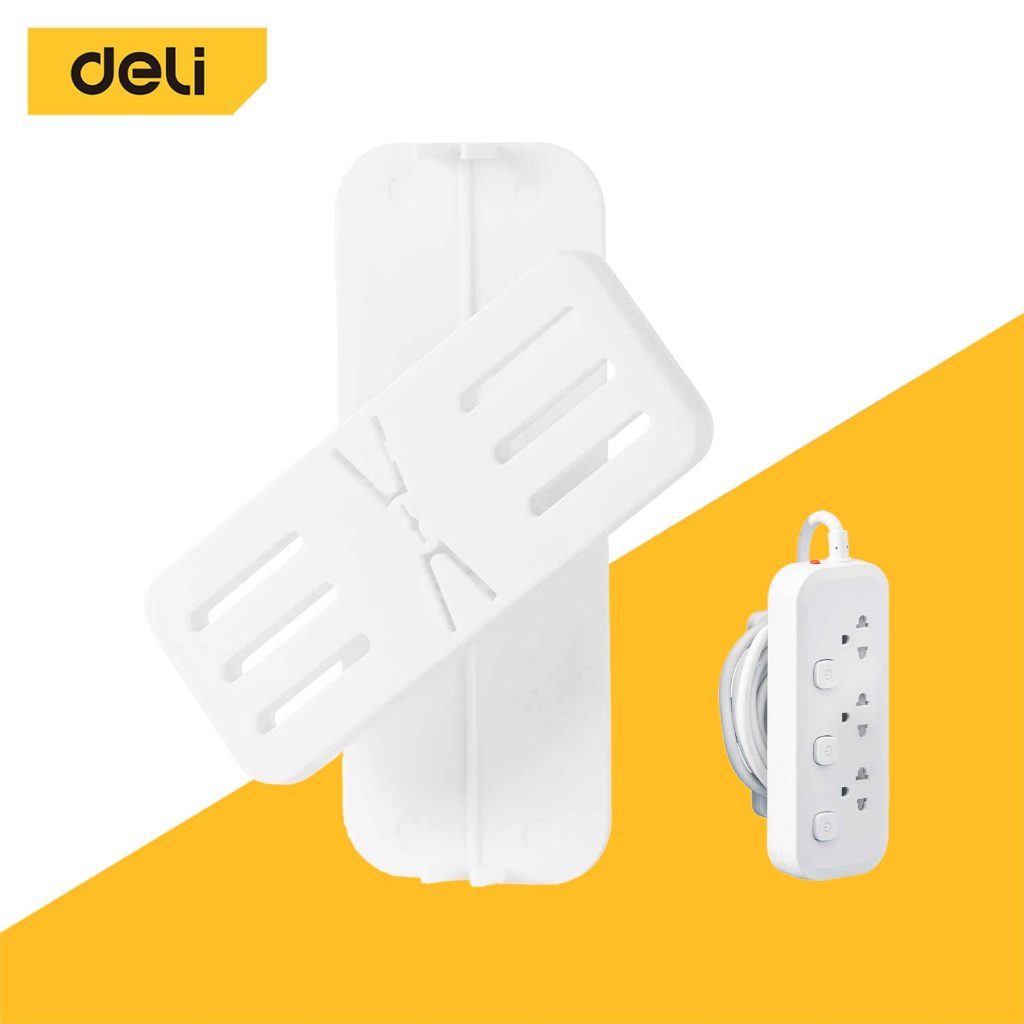 Deli ที่เก็บปลั๊กไฟ ที่ยึดรางปลั๊กมีกาวในตัว ตัวยึดปลั๊กกับผนัง จัดระเบียบสายไฟ Power Strip Holder