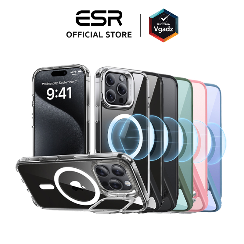 ESR เคสสำหรับ iPhone 16/16 Plus/16 Pro/16 Pro Max รุ่น Classic Hybrid Case with Stash Stand (HaloLock)