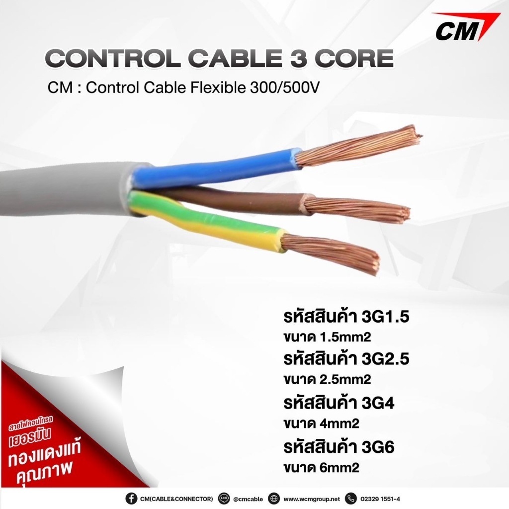 CM : Control Cable Flexible 3G4 Core 300/500V