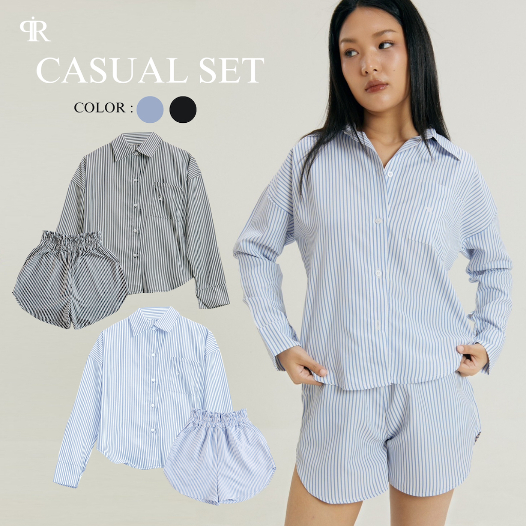 Casual Set ชุดเซ็ทคอปก กางเกงขาสั้น ปักโลโก้ Panchitar.