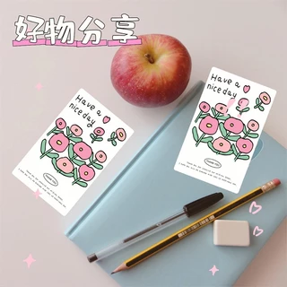 ( LY ) สติกเกอร์ปิดผนึกภาษาอังกฤษรูปสี่เหลี่ยม Good Day การ์ตูนสัตว์ พืช ดอกไม้ สติ๊กเกอร์ตกแต่งบรรจุภัณฑ์ของขวัญ