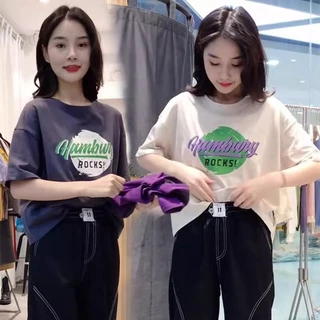 เสื้อครอปสาวอวบน่ารักๆ oversize เสื้อผ้าไซส์ใหญ่ ไตล์เกาหลีแฟชั่น เสื้อยืดลายการ์ตูนสวยผู้หญิงแบบหลวมกําลังฮิตใหม่ล่าสุด