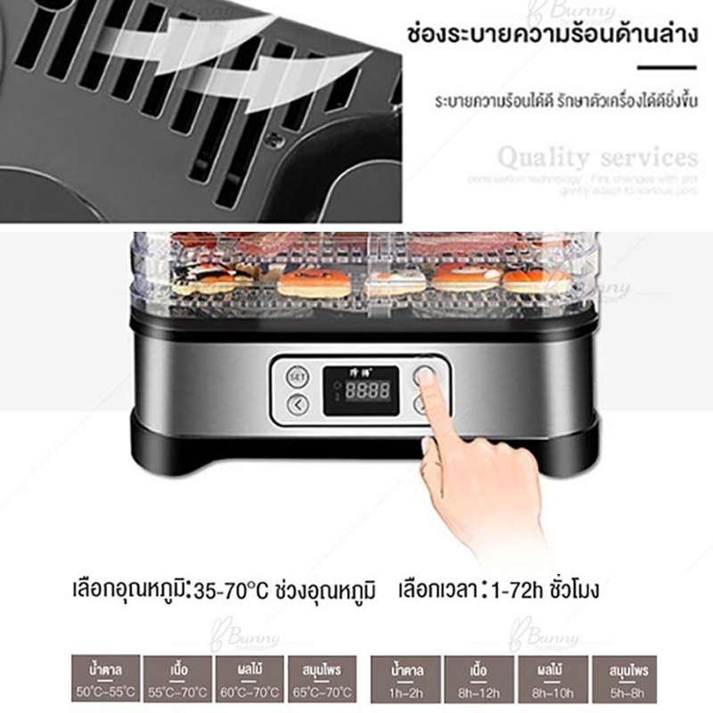 เครื่องอบผลไม้ แบบ 5 ชั้น เครื่องถนอมอาหาร ด้วยลมร้อน อบผลไม้แห้ง เครื่องอบผลไม้แห้ง Food Dehydrator
