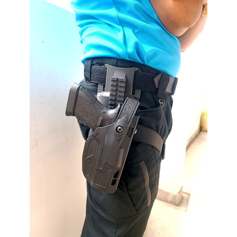 Bogie1 ซองพกนอก Glock17,Glock19 Gen 1-4 Level3 ระบบล้อค2ชั้น พร้อมเพลทโหลดต่ำ+สายรัดขา