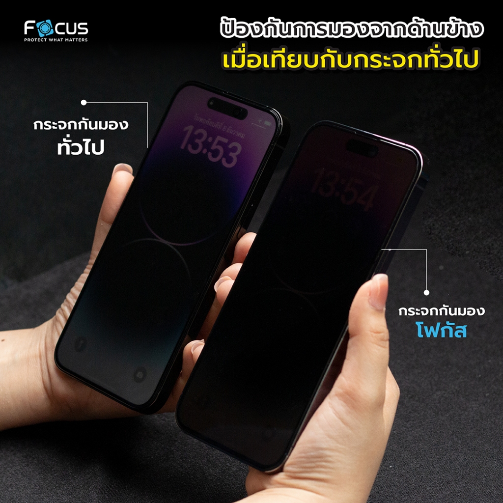Focus ฟิล์มกระจกเต็มจอกันเสือก แบบด้าน for iPhone 16/16Plus/16Pro/16Pro max - รูปที่ 2