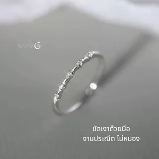 GLAMOR✨แหวนเงินแท้ Fine Flash แหวนเงิน แหวนเพชร แหวนแฟชั่น แหวนผู้หญิง แหวนปรับขนาดได้ แหวนเ