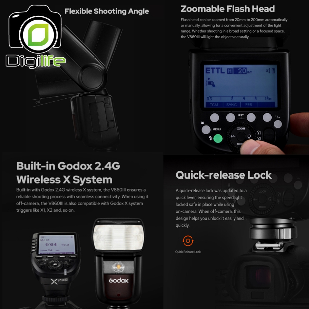 Godox Flash V860III TTL HSS 3000mAh - รับประกันศูนย์ Godox Thailand 3ปี / Digilife Thailand