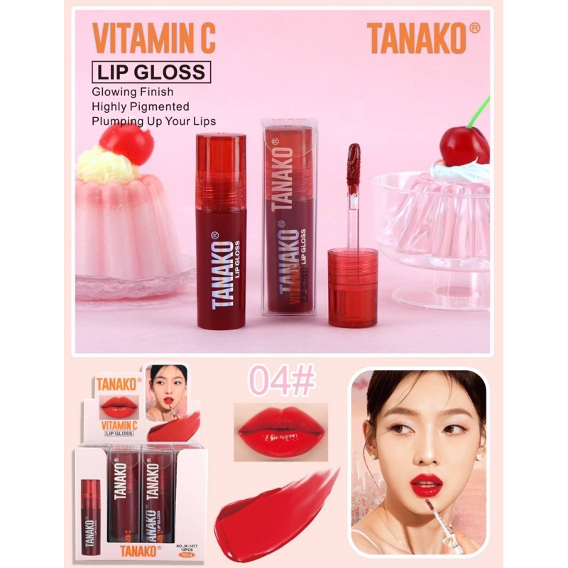 (JK1077) TANAKO Vitamin C Lip Gloss ลิปจิ้มจุ่ม เนื้อวาว สีชัด สวย ติดทน ขนาด 3 มล. - รูปที่ 3